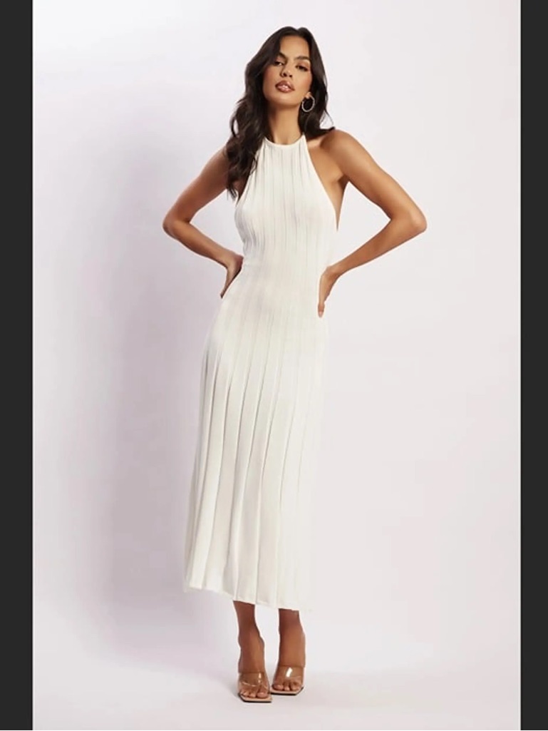 Meshki White Halter Midi Dress